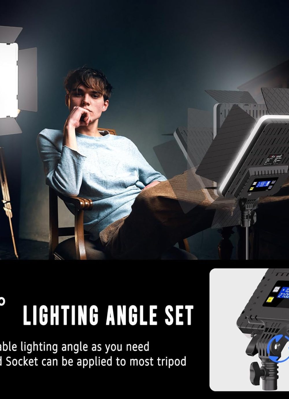 NiceVeedi 2-Pack Photography Lighting Kit, 36W Bi-Color Studio Lights 2700-6500K CRI 95+, Dimmable LED Video Light Kit with Remote Control & 72” Tripod Stand, Lighting for Video Recording/Photography - Image 4